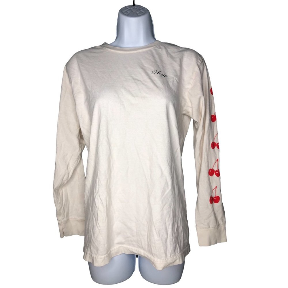 Obey small long sleeved white shirt